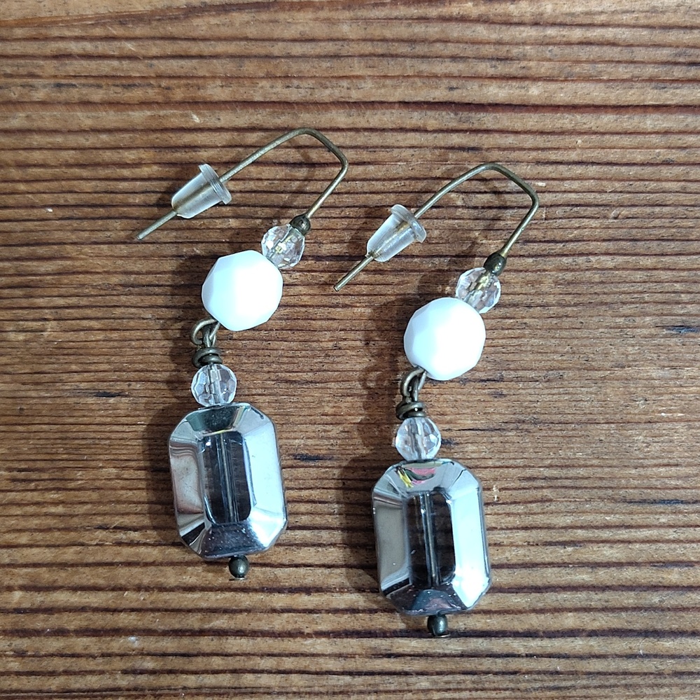 *5 For $20*** Ladies Dangle Clear Beaded Dangle Earrings, Handmade Earrings